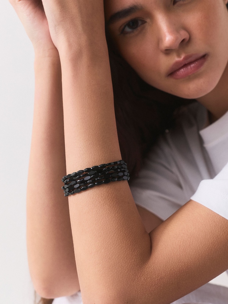Black Sparkle Stretch Bracelets 5 Pack - Image 1 of 2 Black Sparkle Stretch Bracelets 5 Pack - Image 1 of 2