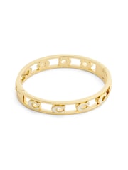COACH Gold Tone Tone Signature C Enamel Openwork Bangle Bracelet - Image 1 of 5