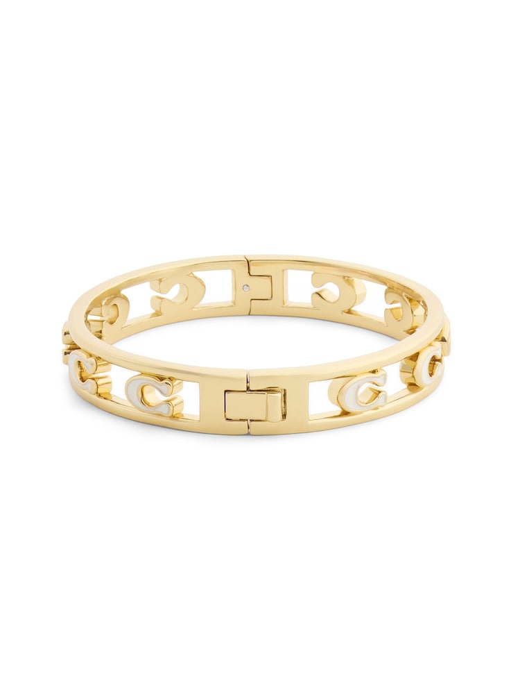 COACH Gold Tone Tone Signature C Enamel Openwork Bangle Bracelet - Image 5 of 5