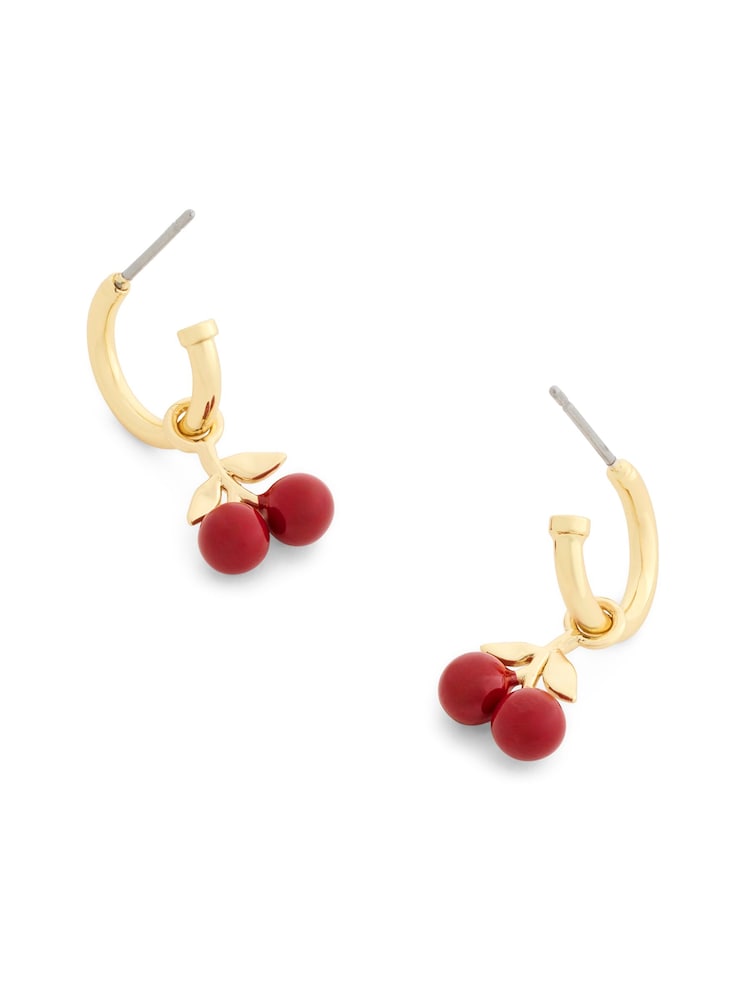 COACH Gold Tone Cherry Charm Huggie Earrings - Image 2 of 3