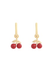 COACH Gold Tone Cherry Charm Huggie Earrings - Image 3 of 3