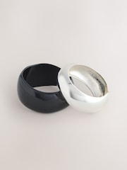 Silver Tone/Resin Bangles 2 Pack - Image 1 of 3
