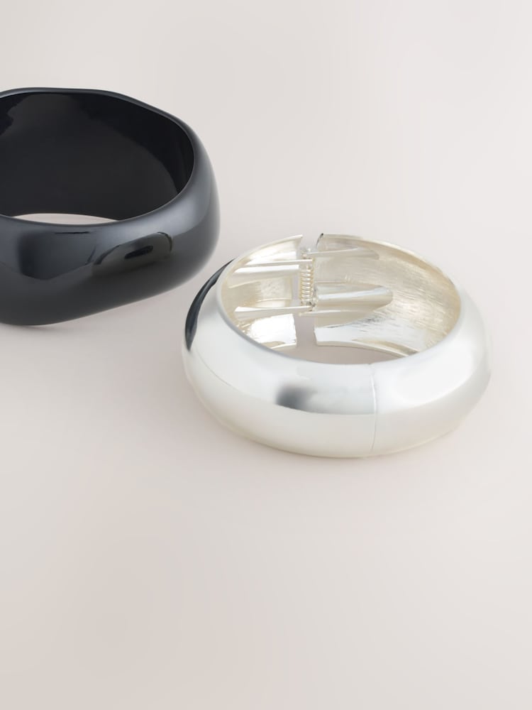 Silver Tone/Resin Bangles 2 Pack - Image 3 of 3 Silver Tone/Resin Bangles 2 Pack - Image 3 of 3