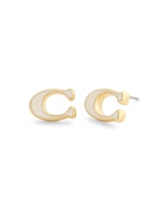 COACH Gold Tone Signature C Enamel Stud Earrings - Image 1 of 3