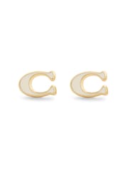 COACH Gold Tone Signature C Enamel Stud Earrings - Image 2 of 3