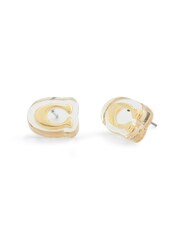 COACH Gold Tone Signature C Lucite Stud Earrings - Image 1 of 3