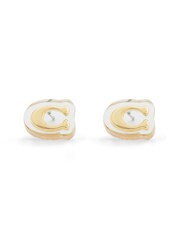 COACH Gold Tone Signature C Lucite Stud Earrings - Image 3 of 3