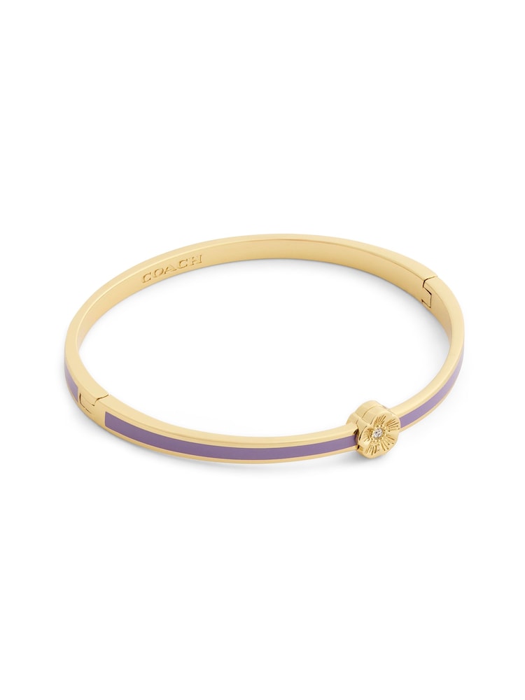 COACH Gold Tone Signature Tea Rose Enamel Bangle Boxed Bracelet - Image 1 of 7