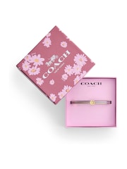 COACH Gold Tone Signature Tea Rose Enamel Bangle Boxed Bracelet - Image 6 of 7