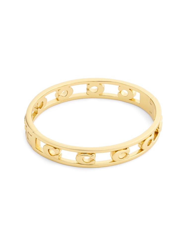 COACH Gold Tone Signature C Openwork Bangle Bracelet - Image 1 of 5