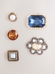 Gold Tone Sparkle Brooches 5 Pack - Image 1 of 3