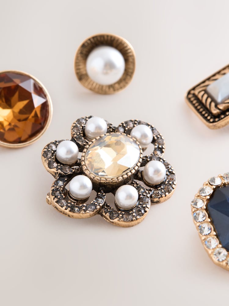 Gold Tone Sparkle Brooches 5 Pack - Image 2 of 3 Gold Tone Sparkle Brooches 5 Pack - Image 2 of 3