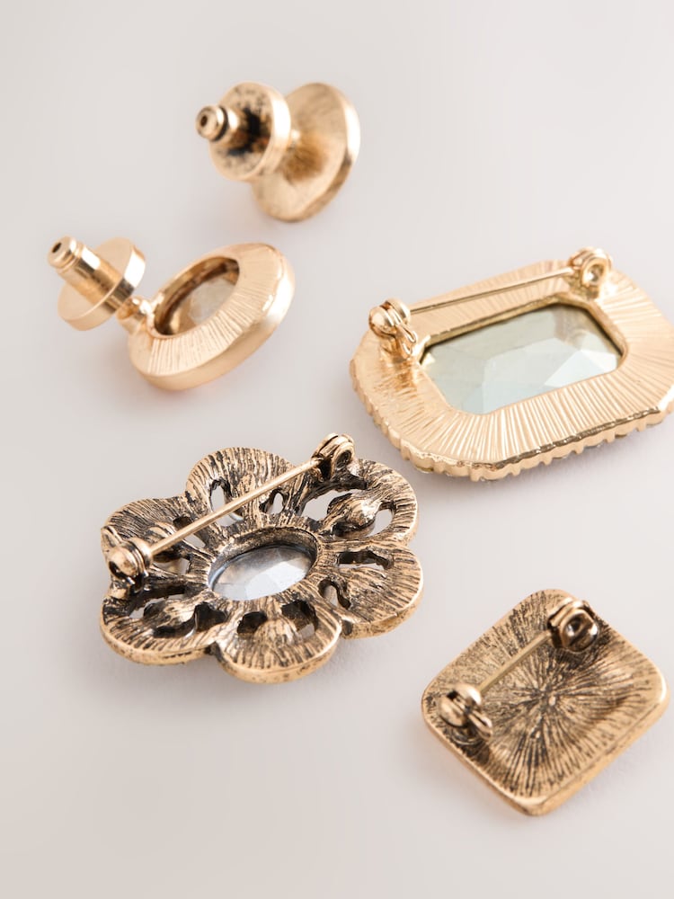 Gold Tone Sparkle Brooches 5 Pack - Image 3 of 3 Gold Tone Sparkle Brooches 5 Pack - Image 3 of 3