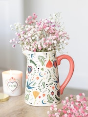 Something Different Cream Folk Print Ceramic Flower Jug - Image 1 of 4