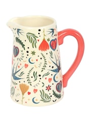 Something Different Cream Folk Print Ceramic Flower Jug - Image 2 of 4