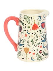 Something Different Cream Folk Print Ceramic Flower Jug - Image 3 of 4