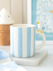 Something Different White Striped Mug with Seagull - Image 1 of 4