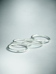 Sterling Silver Plated Stacking Rings 4 Pack - Image 1 of 6