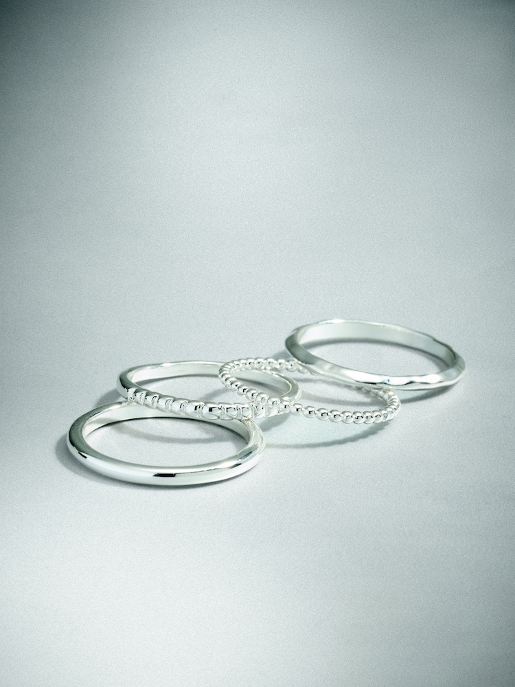Sterling Silver Plated Stacking Rings 4 Pack - Image 1 of 6