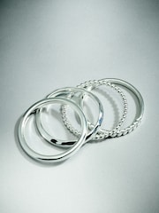 Sterling Silver Plated Stacking Rings 4 Pack - Image 6 of 6
