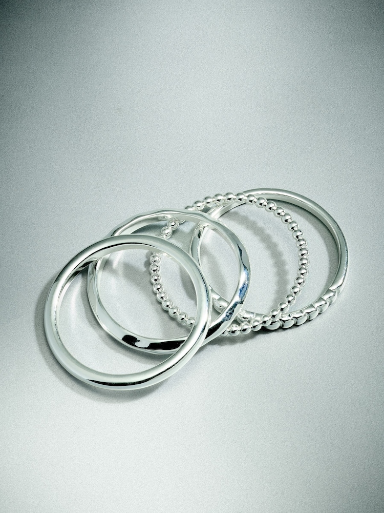 Sterling Silver Plated Stacking Rings 4 Pack - Image 6 of 6