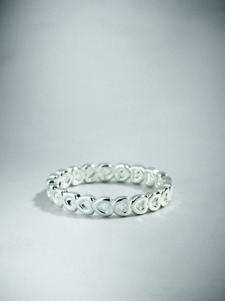 Sterling Silver Plated Heart Ring - Image 1 of 7 Sterling Silver Plated Heart Ring - Image 1 of 7