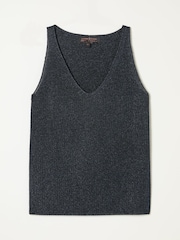 FatFace Evelyn Navy Metallic Knit Vest Top - Image 8 of 8