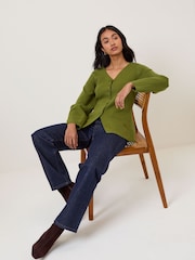 Nobodys Child Green Barrel Sleeve Cardigan - Image 4 of 5