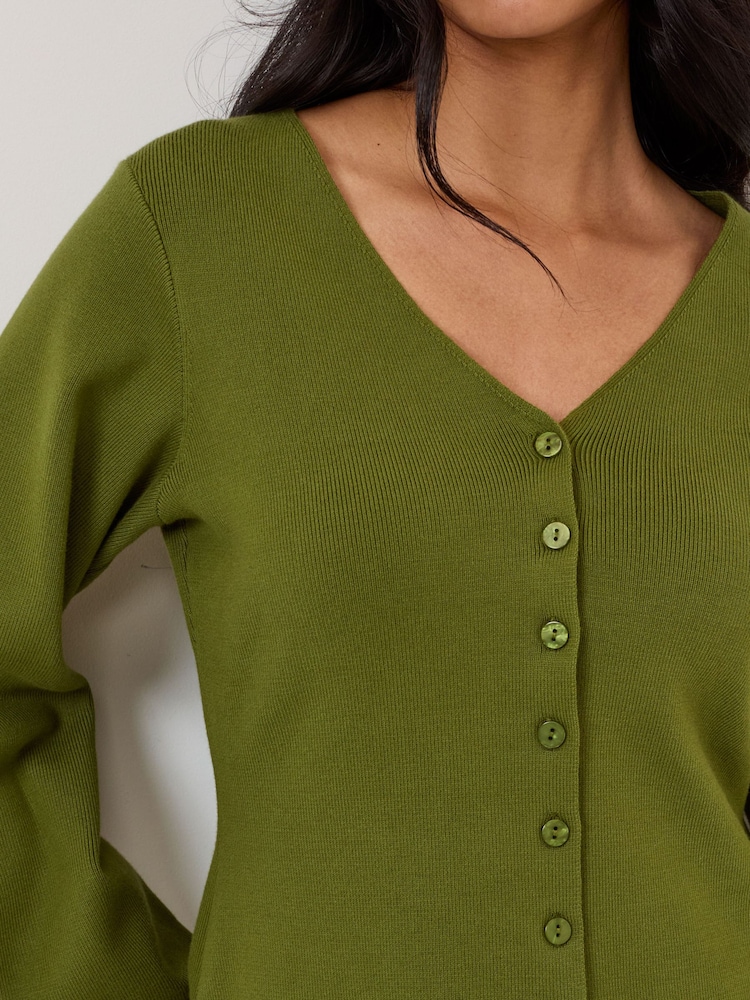 Nobodys Child Green Barrel Sleeve Cardigan - Image 5 of 5