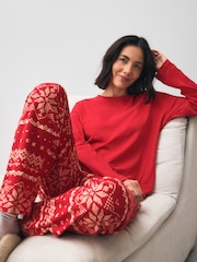 أحمر مزركش - بيجاما بكم طويل - صورة 2 من 8