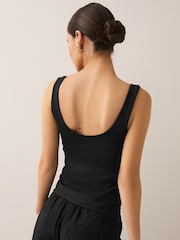 Black Soft Touch Slinky Sleeveless Hardware V-Neck Top - Image 4 of 8