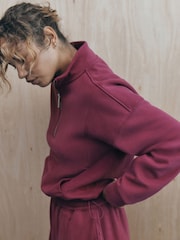 self. Burgundy Red Half Zip Sweatshirt - Image 4 of 10