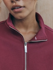 self. Burgundy Red Half Zip Sweatshirt - Image 6 of 10