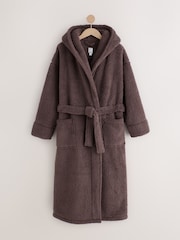 Chocolate Brown Teddy Long Dressing Gown - Image 1 of 3