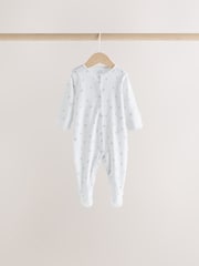 White Mini Safari Animals 4 Pack Baby Sleepsuits (0-2yrs) - Image 3 of 7