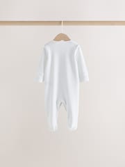 White Mini Safari Animals 4 Pack Baby Sleepsuits (0-2yrs) - Image 7 of 7