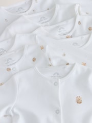White Mini Safari Animals 7 Pack Baby Sleepsuits (0-2yrs) - Image 11 of 14