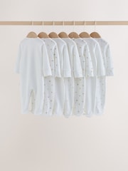 White Mini Safari Animals 7 Pack Baby Sleepsuits (0-2yrs) - Image 2 of 14