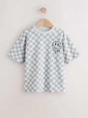 Grey Checkerboard Relaxed Fit Short Sleeve Graphic T-Shirt (3-16yrs) - Image 1 of 4