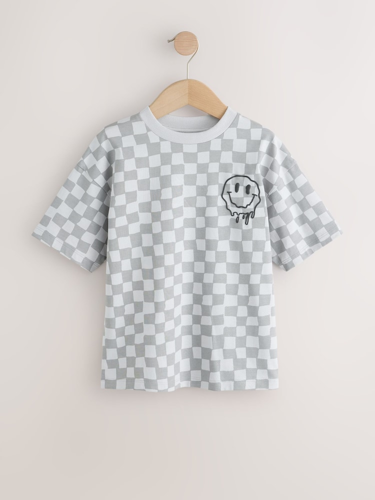 Grey Checkerboard Relaxed Fit Short Sleeve Graphic T-Shirt (3-16yrs) - Image 1 of 4 Grey Checkerboard Relaxed Fit Short Sleeve Graphic T-Shirt (3-16yrs) - Image 1 of 4