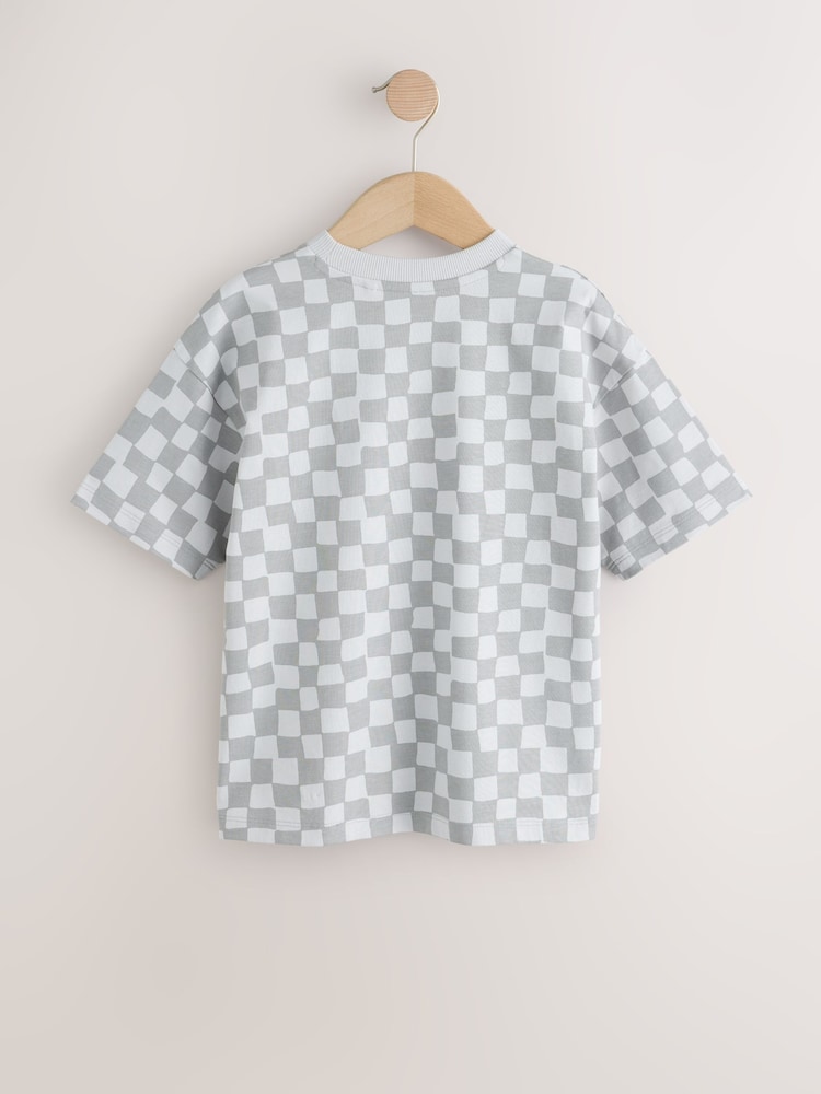 Grey Checkerboard Relaxed Fit Short Sleeve Graphic T-Shirt (3-16yrs) - Image 2 of 4 Grey Checkerboard Relaxed Fit Short Sleeve Graphic T-Shirt (3-16yrs) - Image 2 of 4