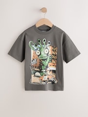 Charcoal Grey Alien Short Sleeve Graphic T-Shirt (3-16yrs) - Image 1 of 4