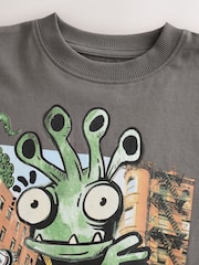 Charcoal Grey Alien Short Sleeve Graphic T-Shirt (3-16yrs) - Image 3 of 4