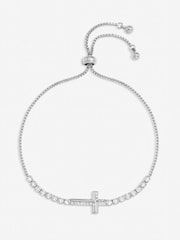 Jon Richard Silver Tone Crystal Cross Toggle Bracelet - Image 1 of 1