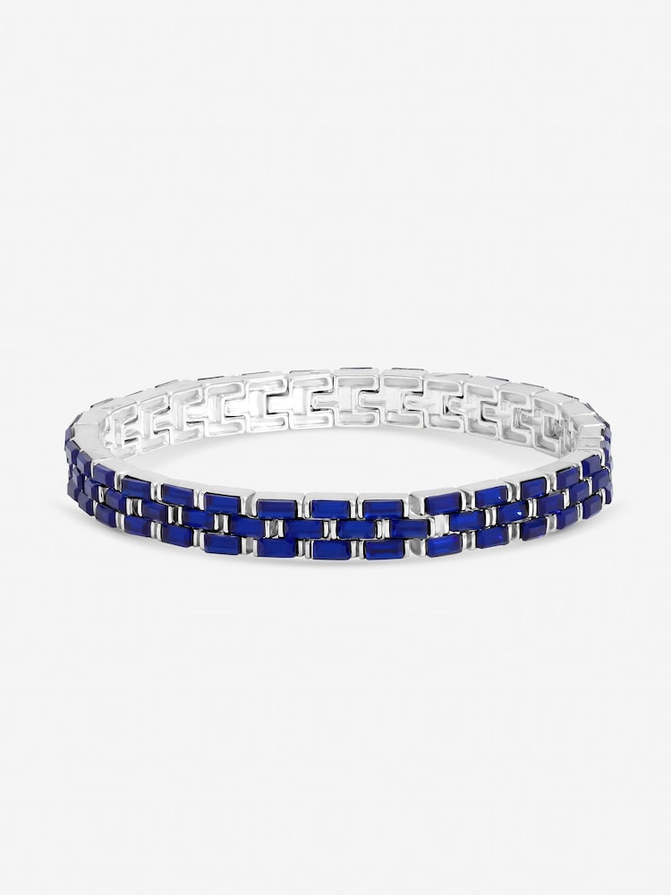 Jon Richard Silver Tone Sapphire Chain Stretch Bracelet - Image 1 of 1