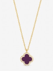 Jon Richard Purple Gold Tone Clover Pendant Necklace - Image 2 of 2
