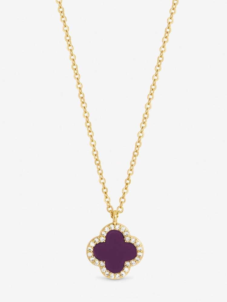 Jon Richard Purple Gold Tone Clover Pendant Necklace - Image 2 of 2
