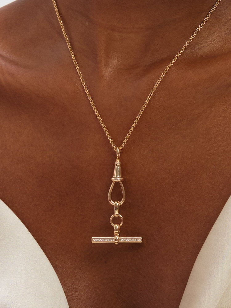 Ton de auriu - Jon Richard Pave T Bar Necklace - Imaginea 2 din 3