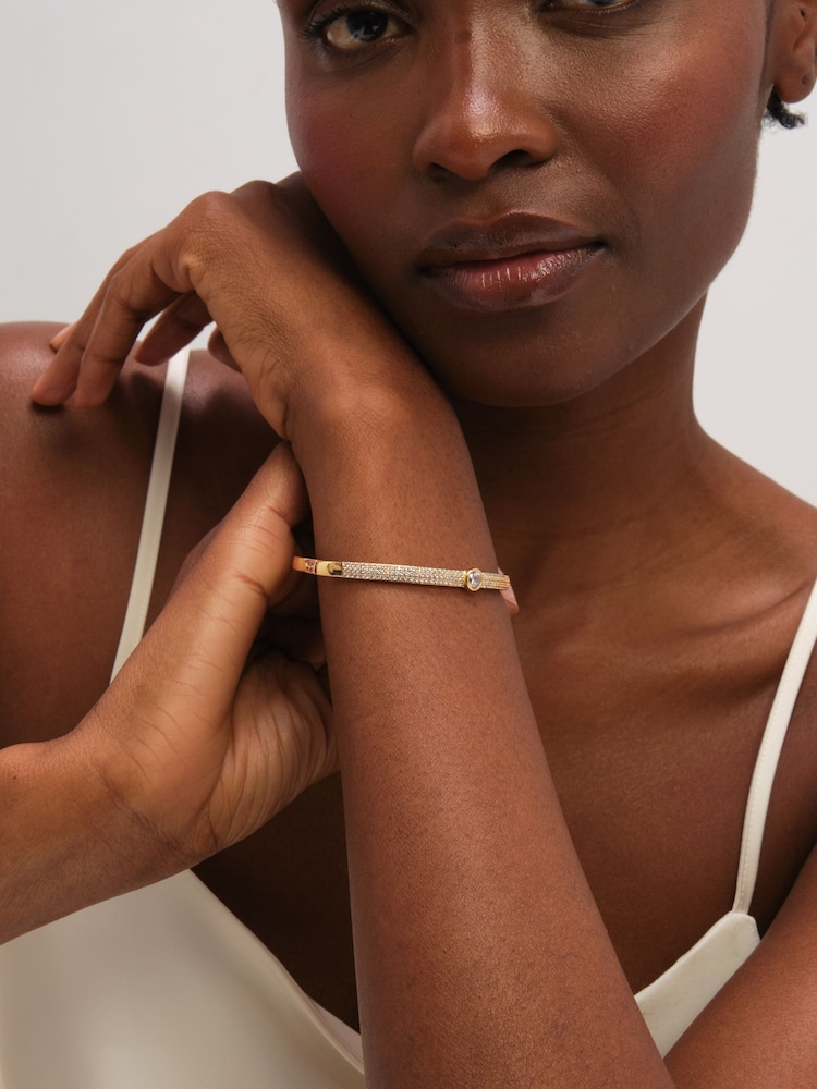 Jon Richard Gold Tone Crystal and Pave Stone Bangle - Image 2 of 3