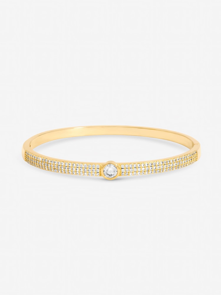 Jon Richard Gold Tone Crystal and Pave Stone Bangle - Image 3 of 3